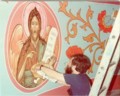 Fr. Theodore frescoing the Church of Christ's Nativity in Erie PA 1986