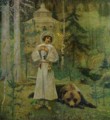 Famous painting depicting St. Segius and the Bear that visited him.